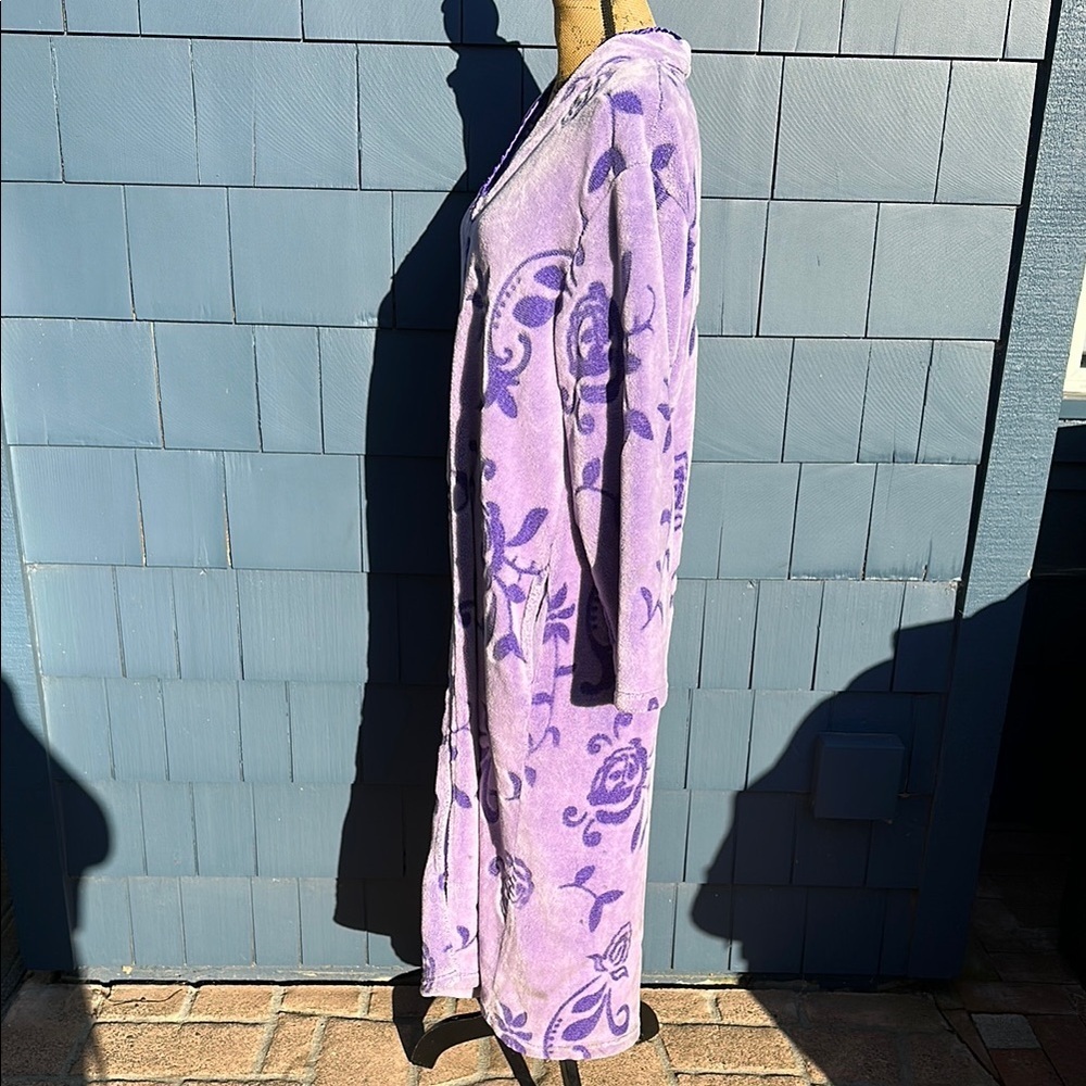 Just Love Purple Floral Robe 1X purple zip front - Picture 9 of 11